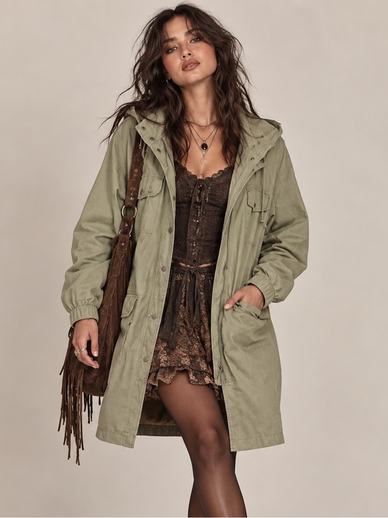 7 For All Mankind Jackets & Blazers - 7 For All Mankind Green Utility Jacket Oversized Relaxed Fit Hooded Coat Small